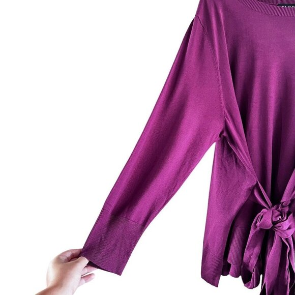 NWT Eloquii Sweater Burgundy Rose Tie Waist Tunic Sweater 4XL 26/28 - Picture 8 of 16